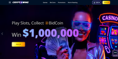 CryptoWins websted forhåndsvisning