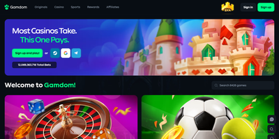 Gamdom websted forhåndsvisning