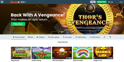 Prévia do site de Jackpot247