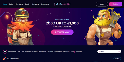 Seitenvorschau von LyraCasino
