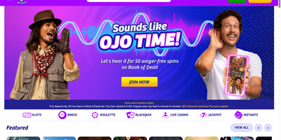 PlayOJO websted forhåndsvisning