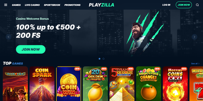 Playzilla websted forhåndsvisning