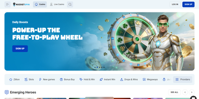 Rocket Spin websted forhåndsvisning