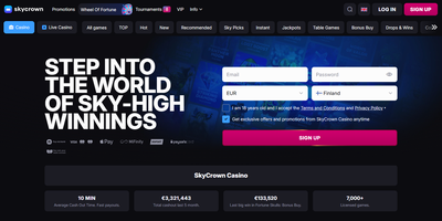 Skycrown websted forhåndsvisning